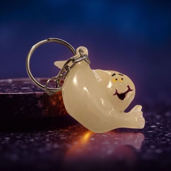 Vintage Hard Plastic Ghost Keychain B12 - Picture 1 of 3